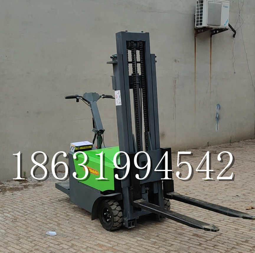禹城市优程全电动叉车插腿式堆高车液压装卸车1.5吨升高小型站驾式铲车
